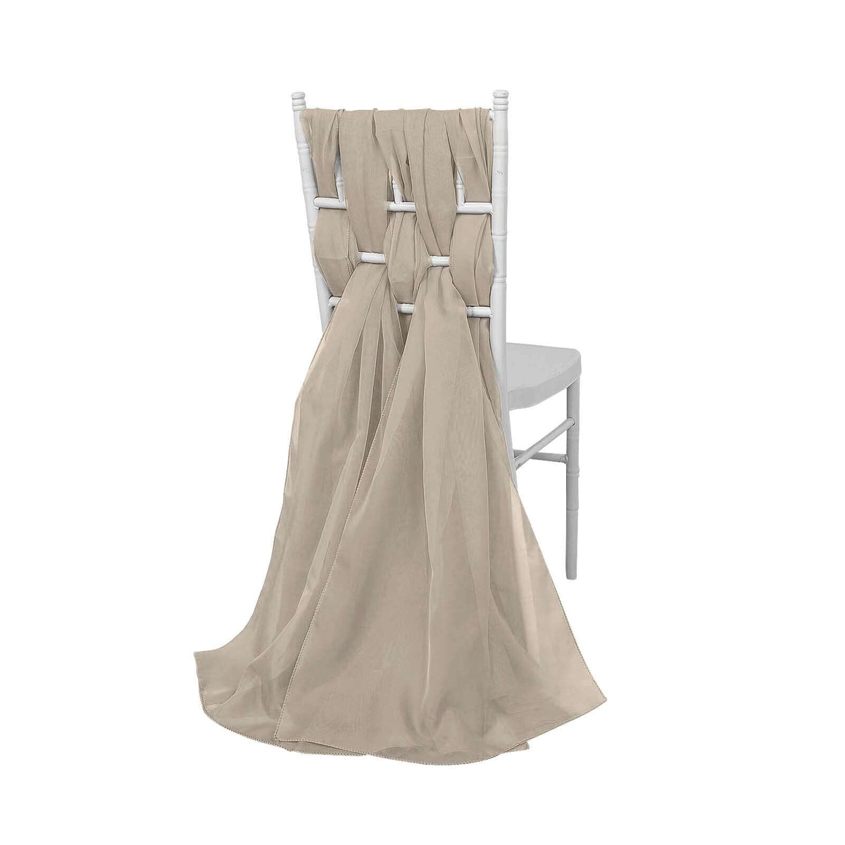 5 Pack Natural DIY Designer Chiffon Chair Sashes - 22"x78"